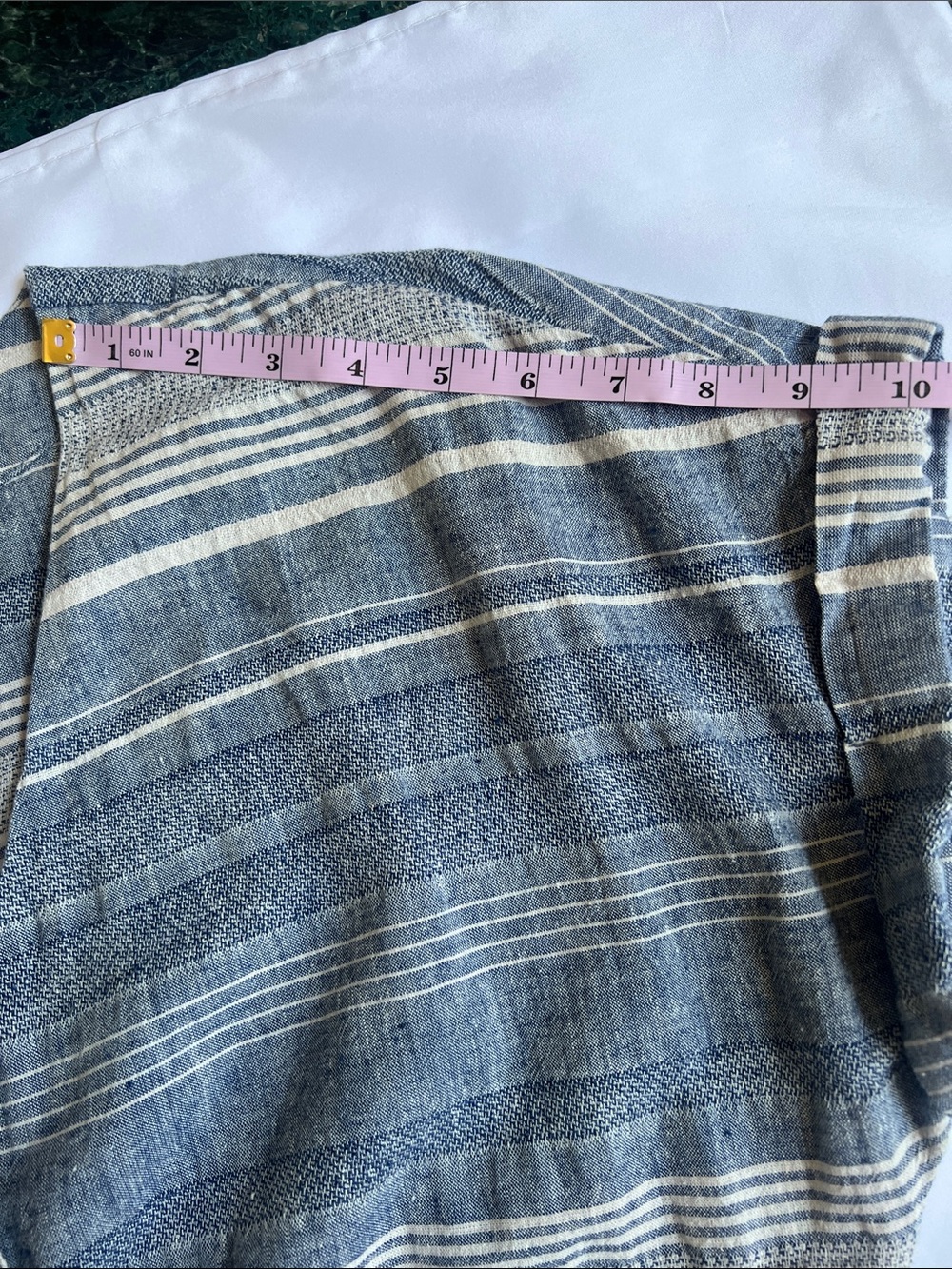 Blue/White Sz M Linen/Cotton Striped Button-Front Dress Coastal Preppy Travel - Picture 6 of 10